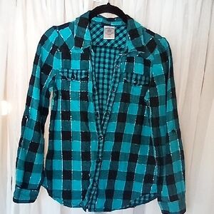 Canyon River Blues Turquoise and Black Checkered Shirt